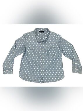 Tommy Hilfiger Blue & White Polka Dot Button-Down Shirt, XL